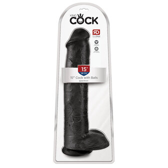 Pipedream King Cock - Zwarte Dildo met Scrotum - 38 cm - Zwart