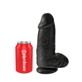 Pipedream King Cock - Zwarte Extra Dikke Dildo met Scrotum - 23 cm - Zwart