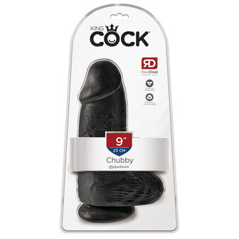 Pipedream King Cock - Zwarte Extra Dikke Dildo met Scrotum - 23 cm - Zwart