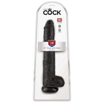Pipedream King Cock - Zwarte Dildo met Scrotum - 35 cm - Zwart