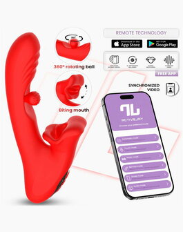 IY - Franky - Knabbelende Vibrator met Roterende Bal - Met App Control - Rood