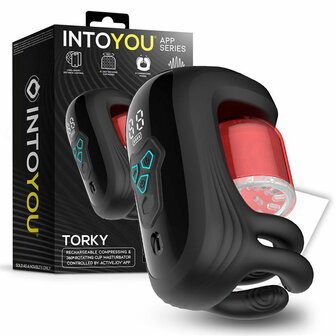 IY - Torky - Compressing Rotating Masturbator with App Control - Zwart