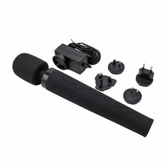 Pixey Deluxe - Black Velvet - Wand Vibrator - Medium - Large