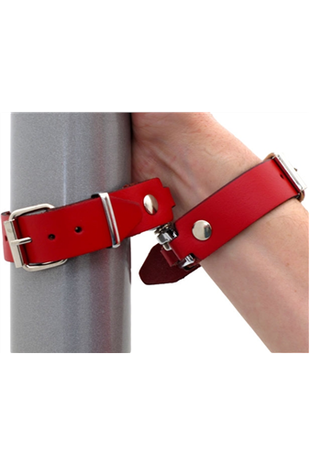 Scharnierende leren polsboei rood