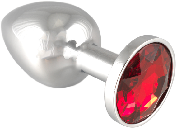 Buttplug metaal klein kristal rood