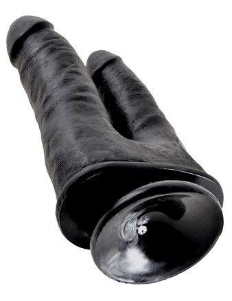 515 Line Dubbele dildo met zuigvoet zwart - EROTIK-SJOP.COM