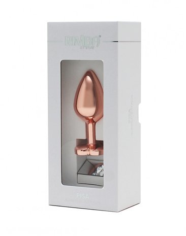 Rimba Toys PISA Rosé Gouden Aluminium Buttplug met Hartvormig Kristal - EROTIK-SJOP.COM