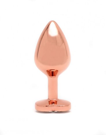 Rimba Toys PISA Rosé Gouden Aluminium Buttplug met Hartvormig Kristal - EROTIK-SJOP.COM