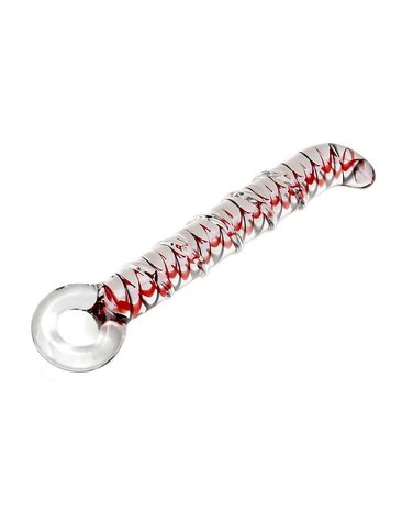 Rimba - Sensual Glass - Glazen Dildo Sammy - Transparant/Rood/Zwart