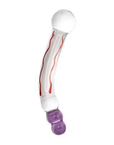 Rimba - Sensual Glass - Glazen Dildo Tania - Transparant/Rood/Lila