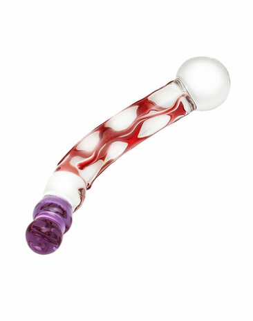 Rimba Sensual Glass Glazen Dildo Tania - transparant/rood/lila