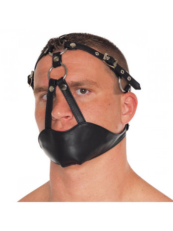 Rimba Bondage Play - Muzzle - Muilkorf - Gag van leer - zwart