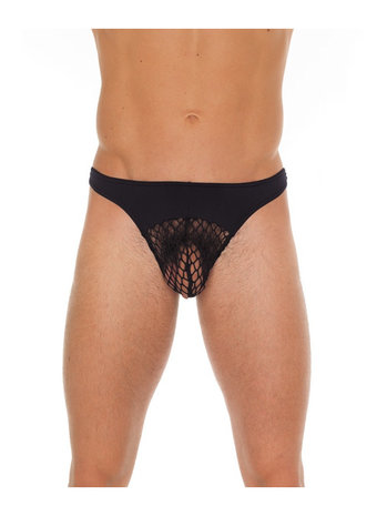 Amorable by Rimba - Erotische String - Zwarte Heren String Met Visnet Aan Voorzijde - Mannen Slip - Tanga Voor Mannen - One Size