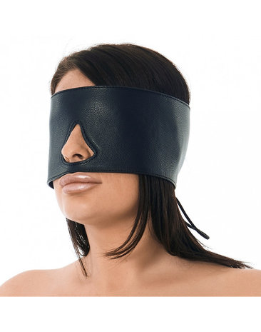Rimba Bondage Play - Leren blinddoek met uitsparing voor neus - zwart