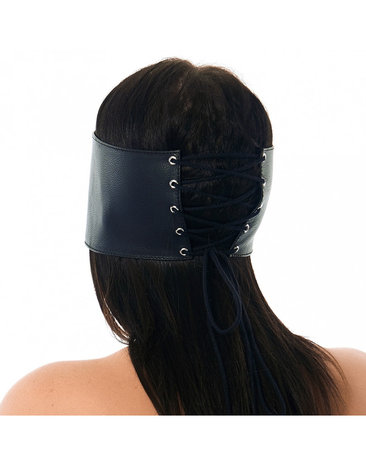 Rimba Bondage Play - Leren blinddoek met uitsparing voor neus - zwart