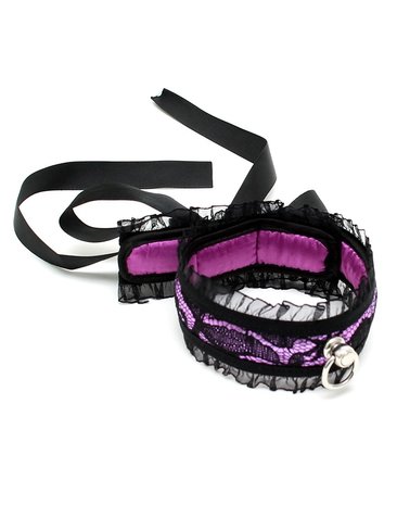 Rimba - Halsband - Burlesque Collar Met O-Ring - Zwart/Paars