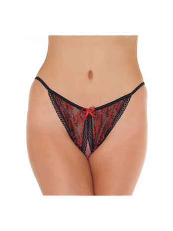 Amorable By Rimba - Tanga slipje met open kruis - rood/zwart