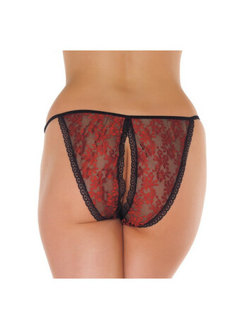 Amorable By Rimba - Tanga slipje met open kruis - rood/zwart