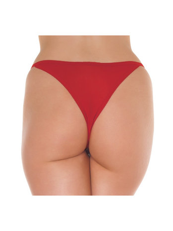 Amorable by Rimba - Luxe Kanten Vlinder Slip Met Open Kruis - Rood - One Size