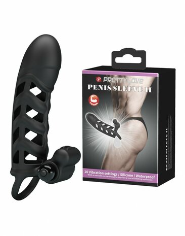 Pretty Love Penis sleeve met clitoris stimulator nr. 2 - zwart