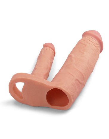 Lovetoy Pleasure X-tender Dubbele penis sleeve - lichte huidskleur