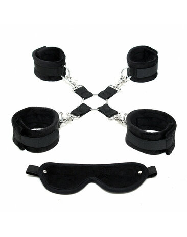 Soft bondage set met klittenband (6-delig) - zwart