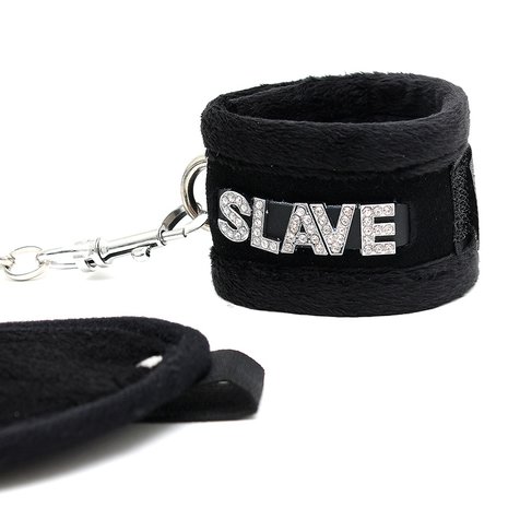 Soft Bondage set blinddoek en handboeien SLAVE - zwart