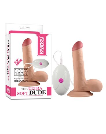 Lovetoy - Vibrerende Dildo - The Ultra Soft Dude - Superzacht materiaal - 17 cm - lichte huidskleur
