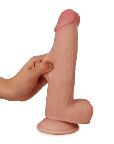 Lovetoy - Dildo Met glijdende huid 20 cm - Lichte Huidskleur