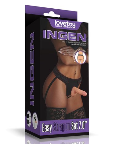 Lovetoy Easy Strap-on Set met dildo van 18 cm - lichte huidskleur