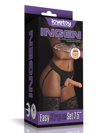 Lovetoy - Easy Strap-on Set Met dildo Van 19 cm Met Balzak - Lichte Huidskleur