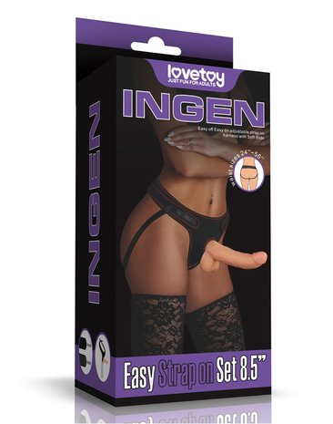 Lovetoy - Easy Strap-on Set Met dildo Van 21,5 cm Met Balzak - Lichte Huidskleur