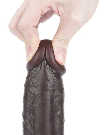 Lovetoy - Dildo Met Sliding Skin Technologie - 24 x 4.5 cm - Bruin