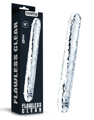 Lovetoy Flawless Dubbele Dildo 30 x 3,5 cm - transparant