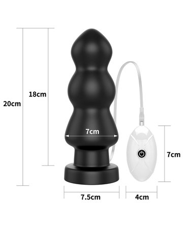 Lovetoy King Size Vibrerende Buttplug Anal Rigger 20 cm - zwart