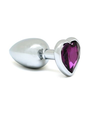 Butt plug SMALL met kristal in hartvorm - paars
