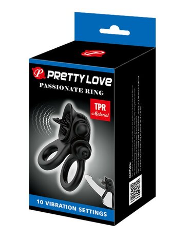 Pretty Love Passionate Ring Vibrerende Cockring - zwart