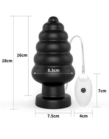 Lovetoy - King Size Vibrerende Buttplug - Anal Cracker - 18 cm - Zwart