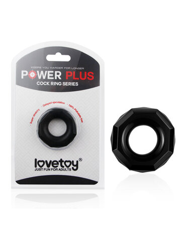 PowerPlus Flexibele Cockring Gehoekt - zwart