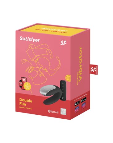 Satisfyer - Double Fun Luxe Partner Vibrator met APP Control - zwart