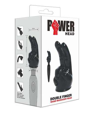 POWER Wand Vibrator Opzetstuk Double finger - zwart