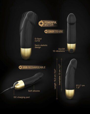 Dorcel - Real Vibration S 2.0 - Oplaadbare Realistische Mini Vibrator - Zwart