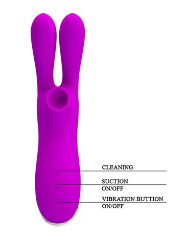 Pretty Love - Dubbele Oortjes Vibrator Met Clitoris Zuiger Ralap - Roze