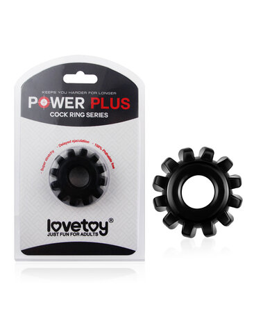 Lovetoy Powerplus flexibele cockring Tandwiel Groot - zwart