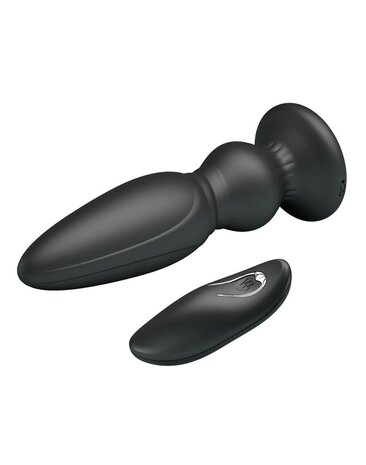 Mr. Play - Vibrerende Oplaadbare Anaal Plug met afstandsbediening - Extra  - zwart