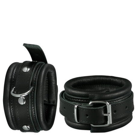 Kiotos Leather - Leren Enkelboeien 5 cm Breed Gevoerd - Zwart