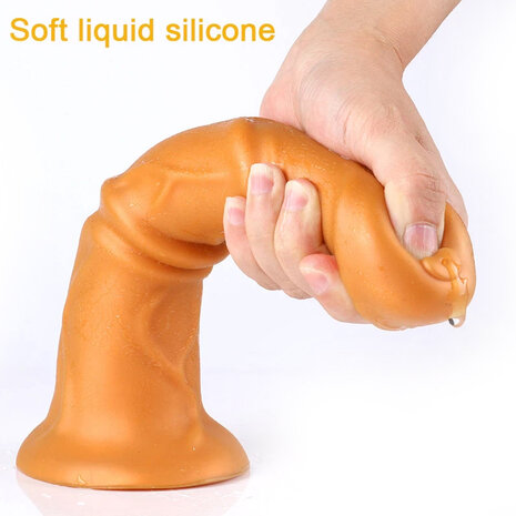 Gold Play Soft Liquid Siliconen Dildo BEAST - goud - maat S
