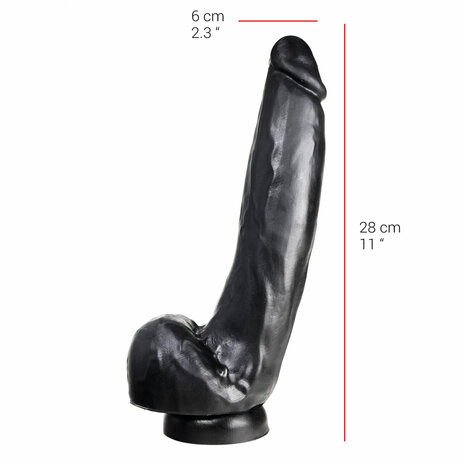 515 line - Dildo - 28 x 6 cm Met Zuignap - Zwart