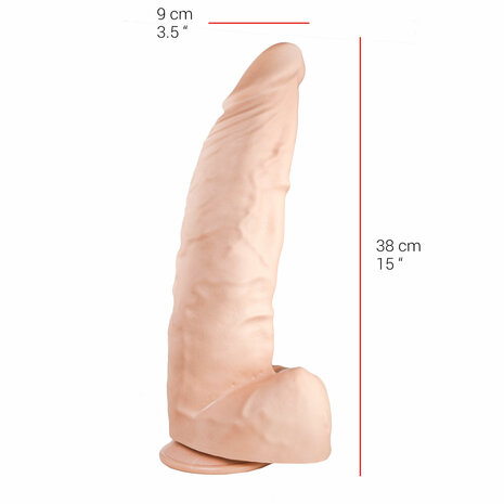 515 line Dildo 38 x 9 cm met zuignap - lichte huidskleur