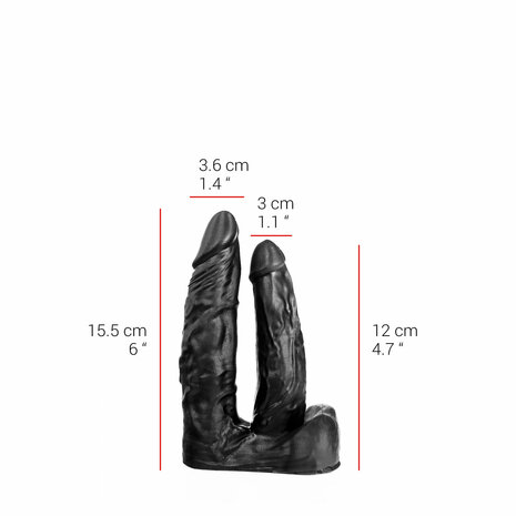 515 line - Dubbele Dildo - 15.5 & 12 cm - Zwart